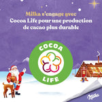 Milka, peluche di natale disponibile con 3 personaggi e deliziosi cioccolatini al latte milka, latte alpino 100% cacao sostenibile, 96g di tenero cioccolato Milka.