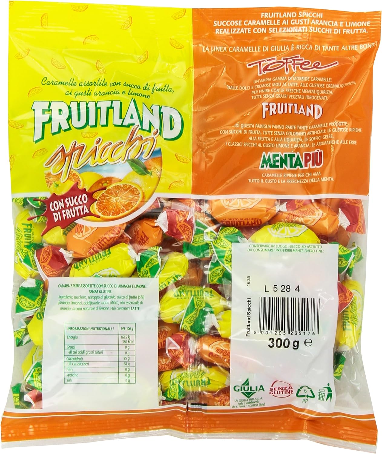 Fruitland - Caramelle Assortite, con Succo di Frutta, 300 g