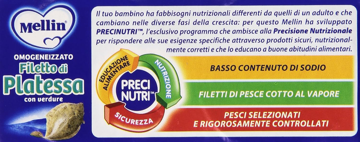 Mellin - Omogeneizzato, Filetto di Platessa - 160 grams