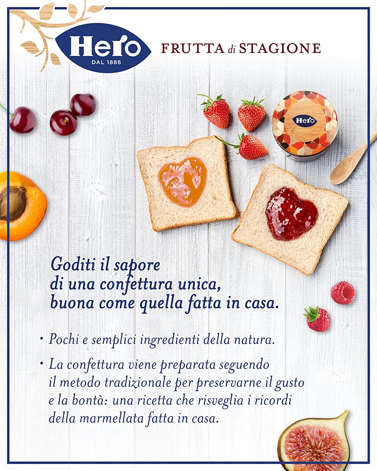 Hero Confettura Fichi di Stagione, 8 vasetti da 350 gr, marmellata e confettura extra con frutta raccolta nell'ultima stagione, frutta di alta qualità, metodo tradizionale