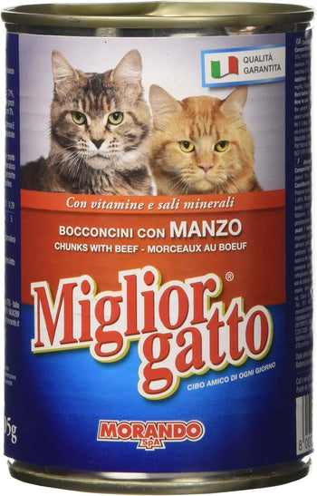 MIGLIOR GATTO 405 Gr. Bocconcini umidi di manzo Cibo per gatti
