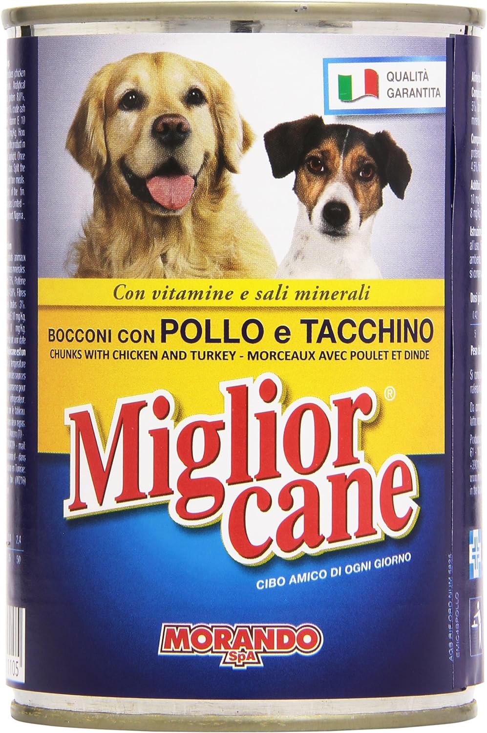 Migliorcane - Alimento Completo per Cani, Bocconi con Pollo e Tacchino - 12 latte da 405 g [4860 g]