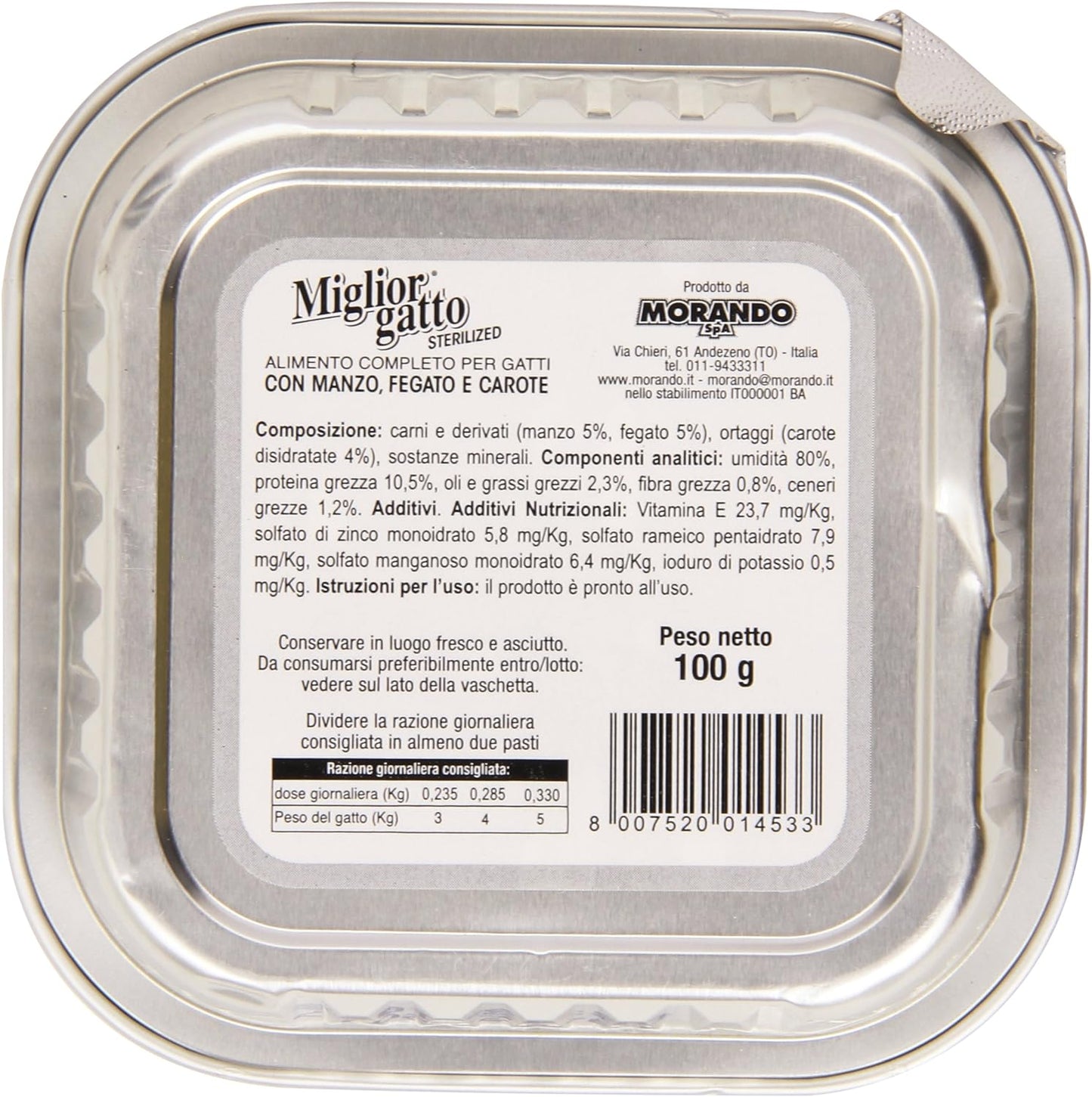 Migliorgatto Sterilized Vaschette Manzo Fegato e Carote, 100g