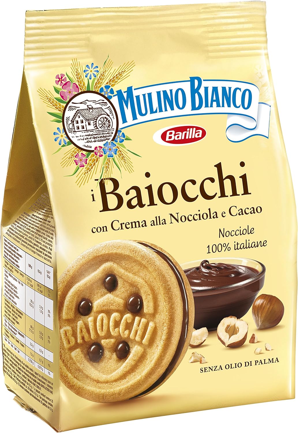 Mulino Bianco Biscotti Baiocchi Nocciola, Colazione Ricca di Gusto - 260 gr