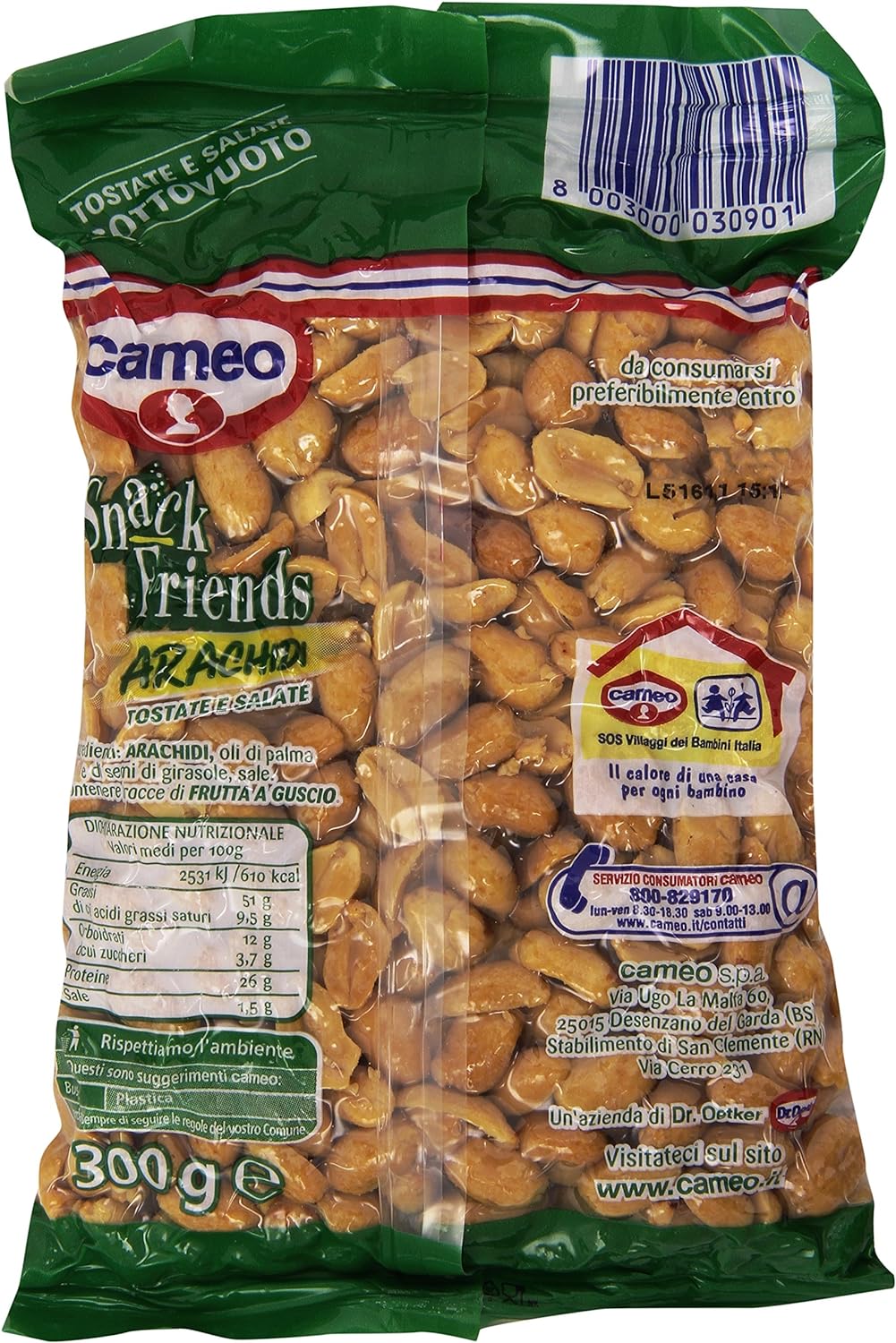 Cameo - Arachidi Tostate e Salate, Sottovuoto - 4 confezioni da 300 g [1200 g]