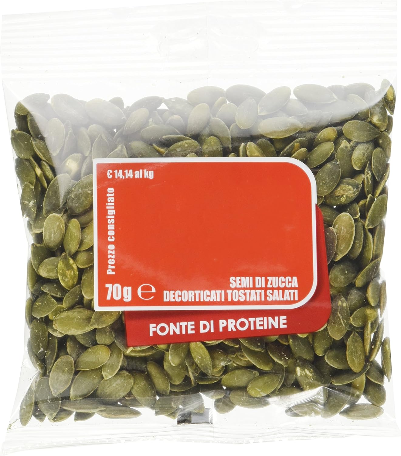 EuroCompany Semi di Zucca Decorticati Tostati e Salati - 70 gr - [confezione da 14]