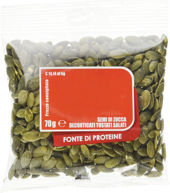EuroCompany Semi di Zucca Decorticati Tostati e Salati - 70 gr - [confezione da 14]