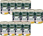 Ponti, Olive Nere Snocciolate, Ideali da Aggiungere ad Insalate e Pizze, Ottimi anche come Antipasto, dal Sapore Ricco e dalla Consistenza Succosa, 100% Made in Italy, 12 vasi 400 g