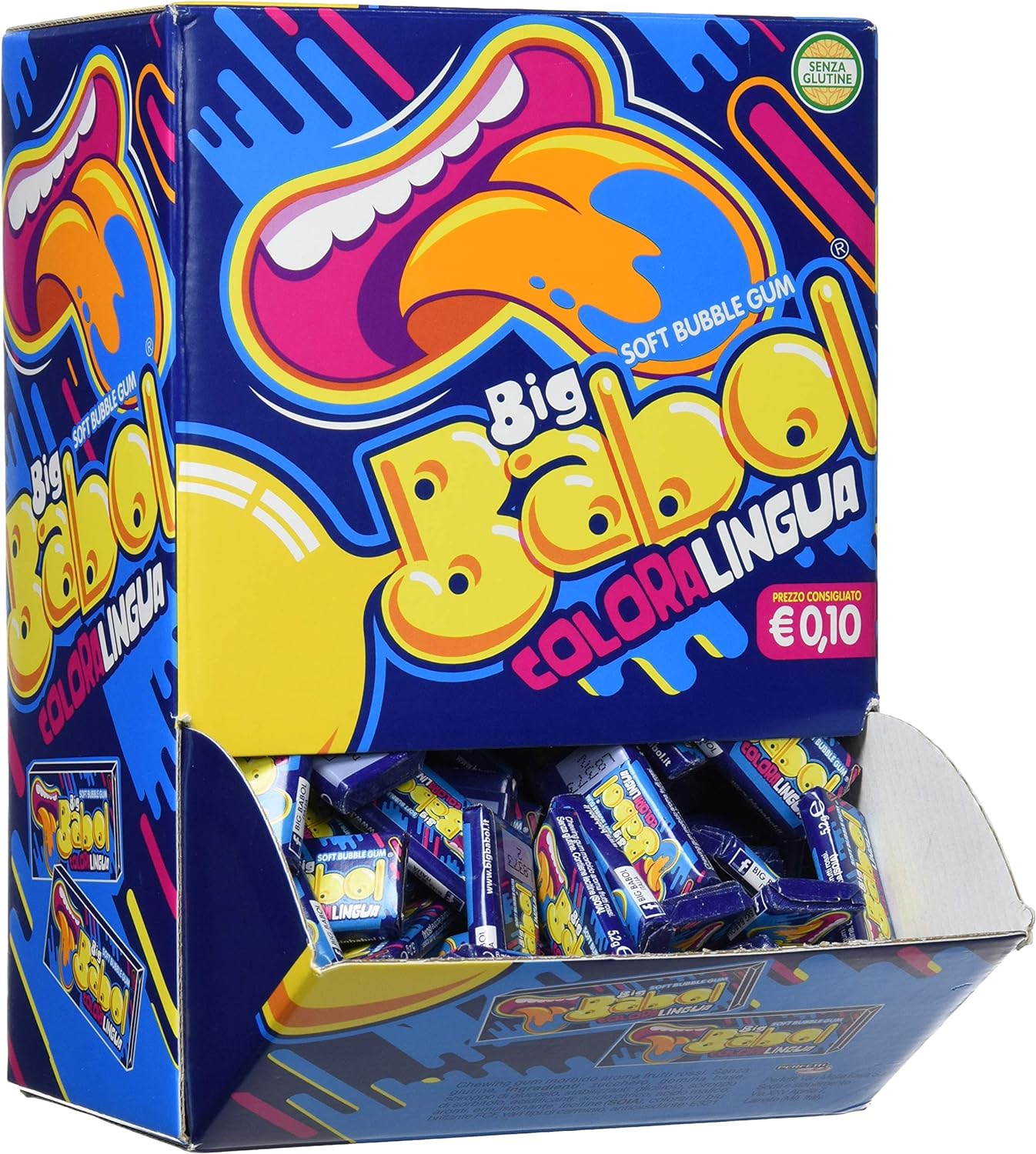 Big Babol Colora Lingua Gomma da Masticare Morbida, Aroma Frutti Rossi, Confezione da 200 Gomme da Masticare Monopezzo