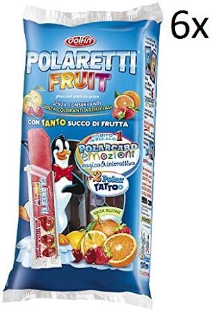 Polaretti 6 X Fruit Ice Ghiaccio Cream Lollies con Succo di Frutta per congelare 10 X 40 ML