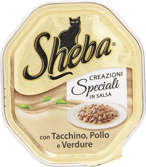 Sheba Alimento per Gatti Adulti con Tacchino, Pollo e Verdure, 85g