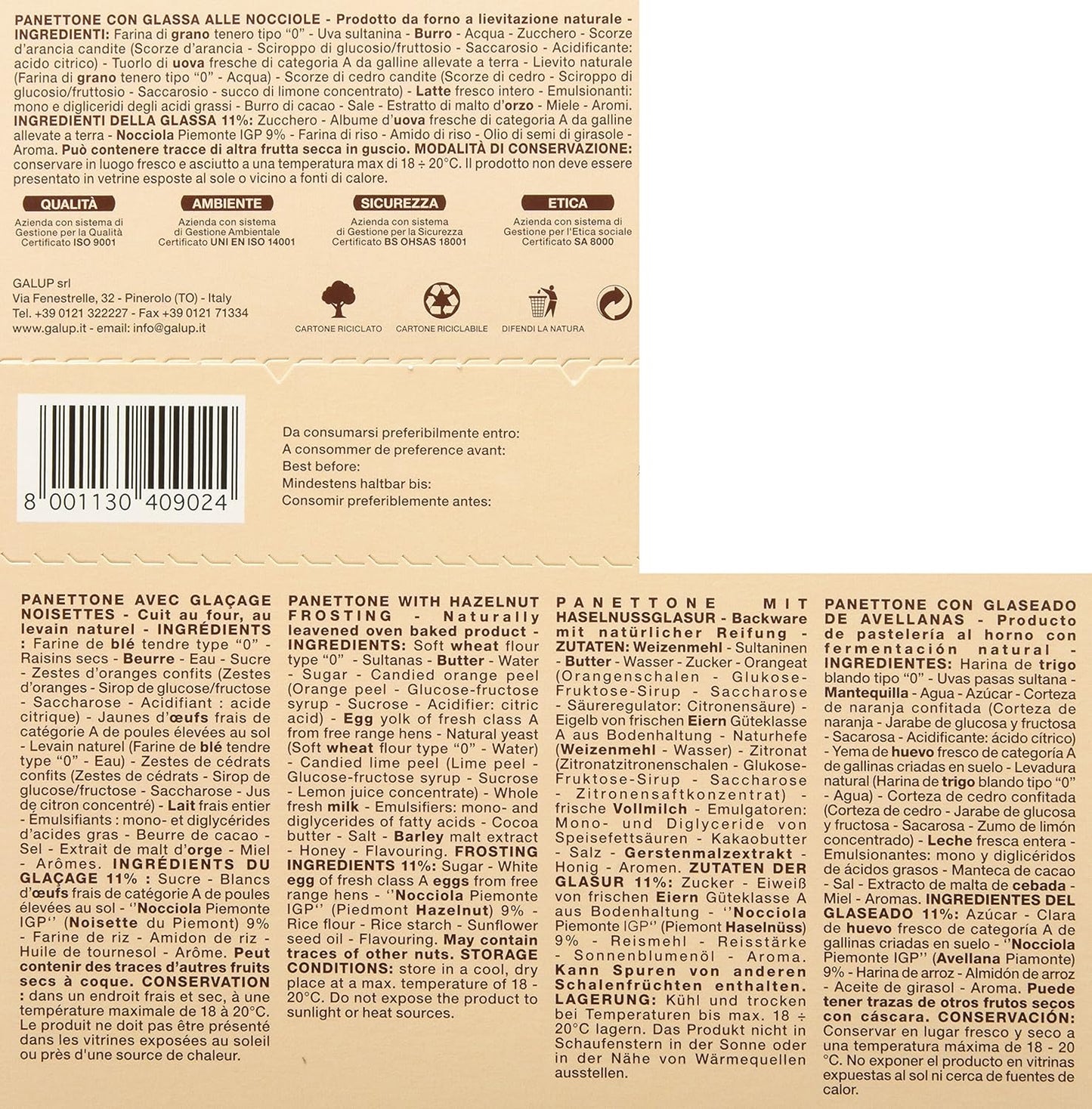 Galup NV03 Panettone Classico, 1000 Gr