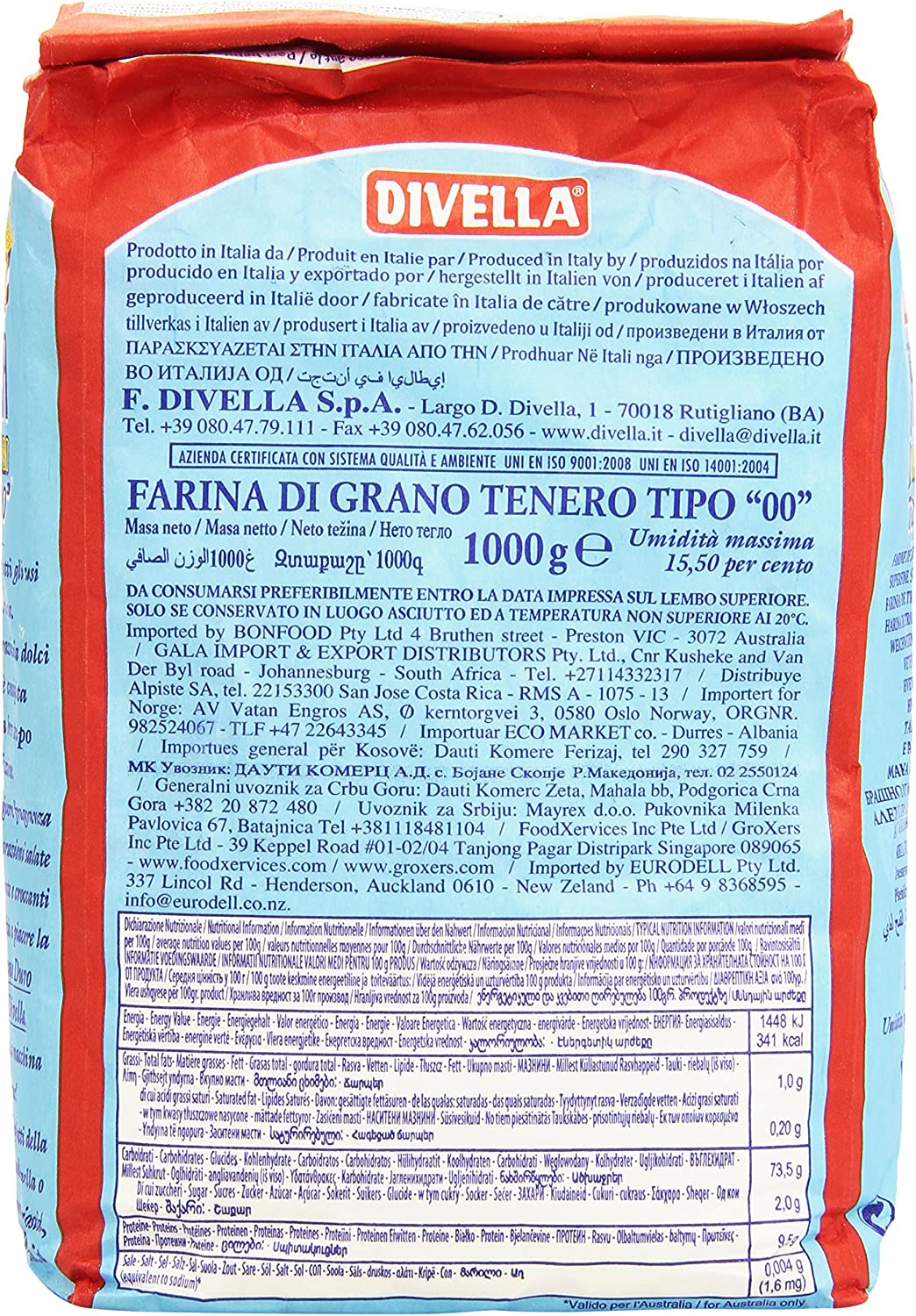 Divella, Farina di Grano Tenero Tipo "00" - 1 kg