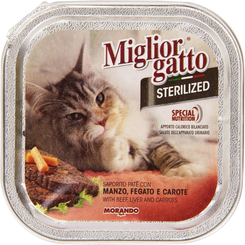 Migliorgatto Sterilized Vaschette Manzo Fegato e Carote, 100g
